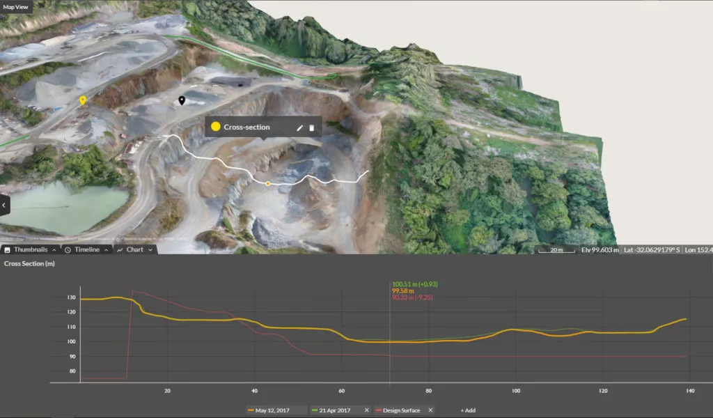 cross section survey from drone data