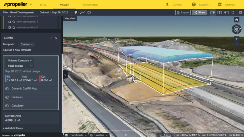 drone data represent earthwork volume in road construction