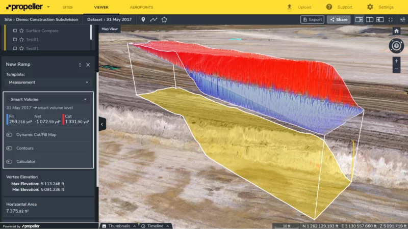 ramp volumetric calculation using drone data