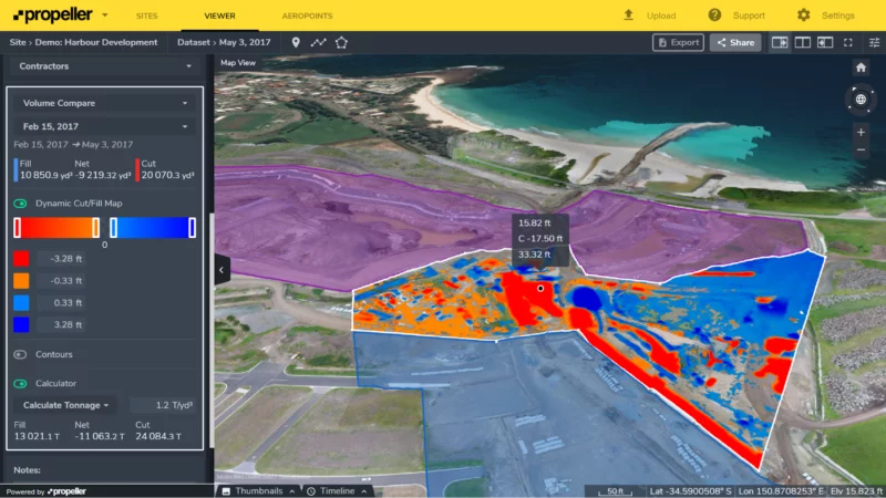 cut/fill map from drone data