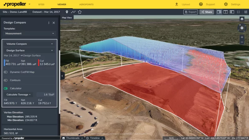 3D visualization of a landfill airspace