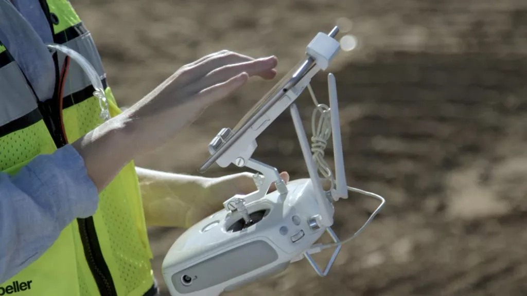 Using drone on a construction site