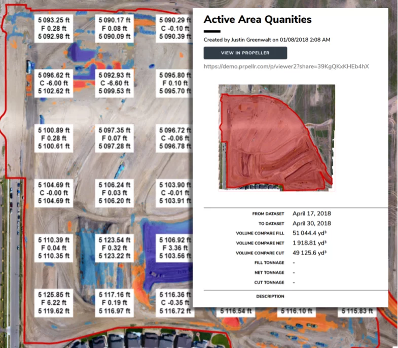 Construction cut/fill progress report