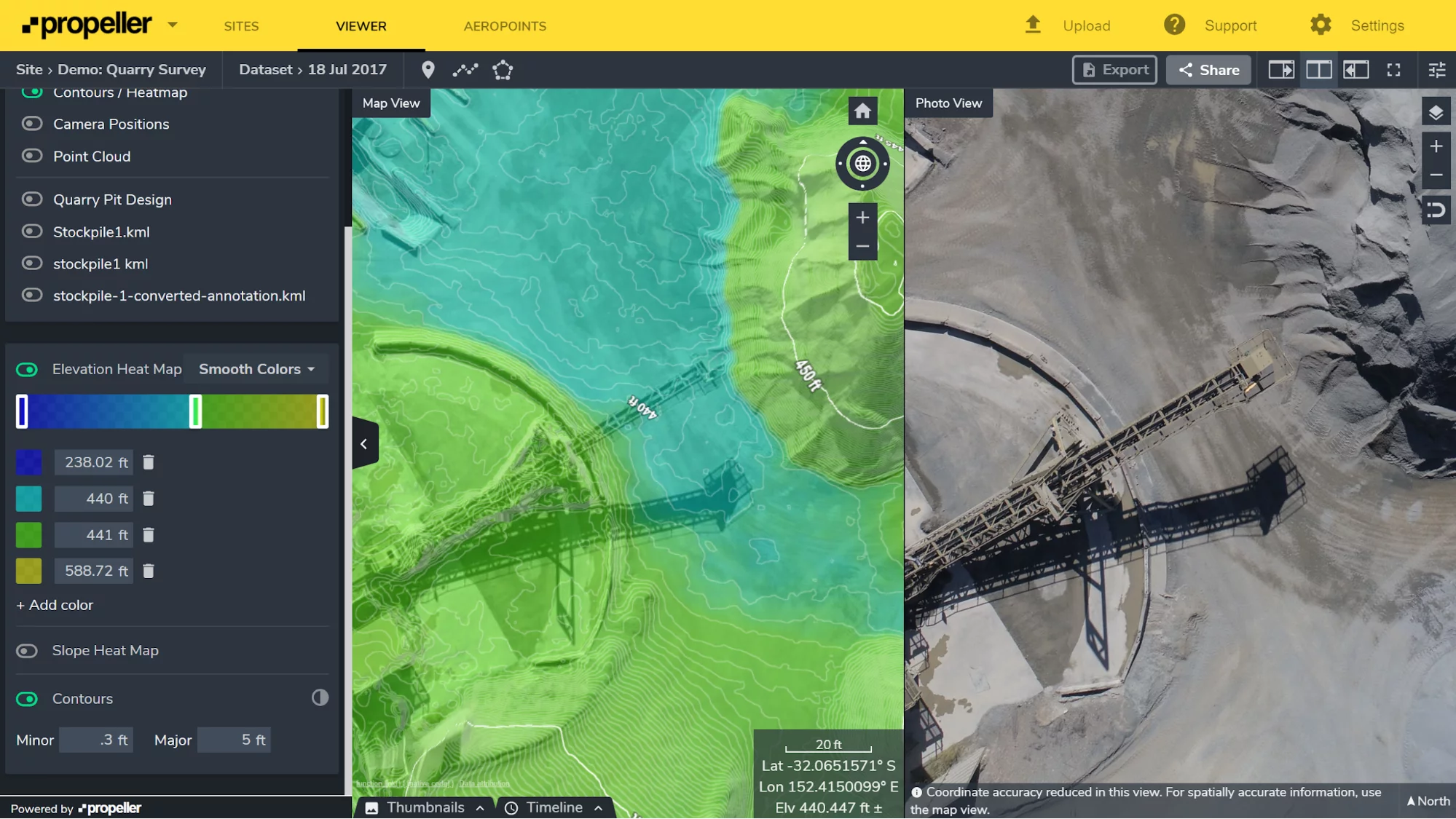 terrain filtering on the Propeller Platform