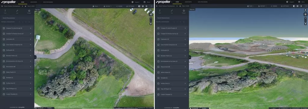 Vegetation is removed from drone data using a terrain filtering