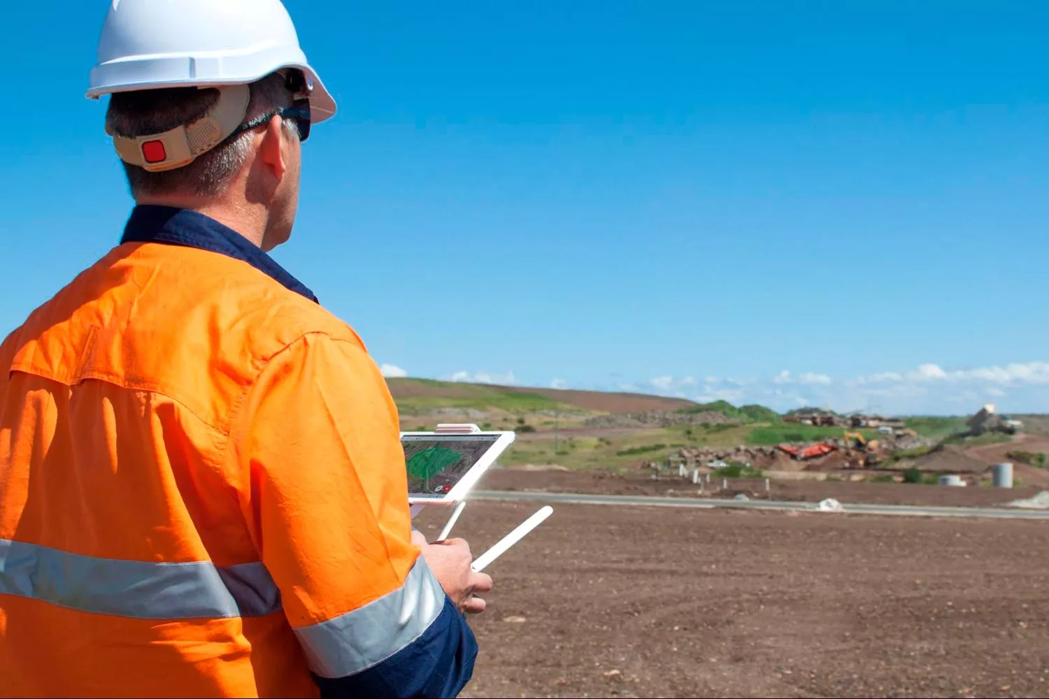 drone surveying on a construction site