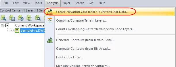 Create elevation grid from vector data for DXF