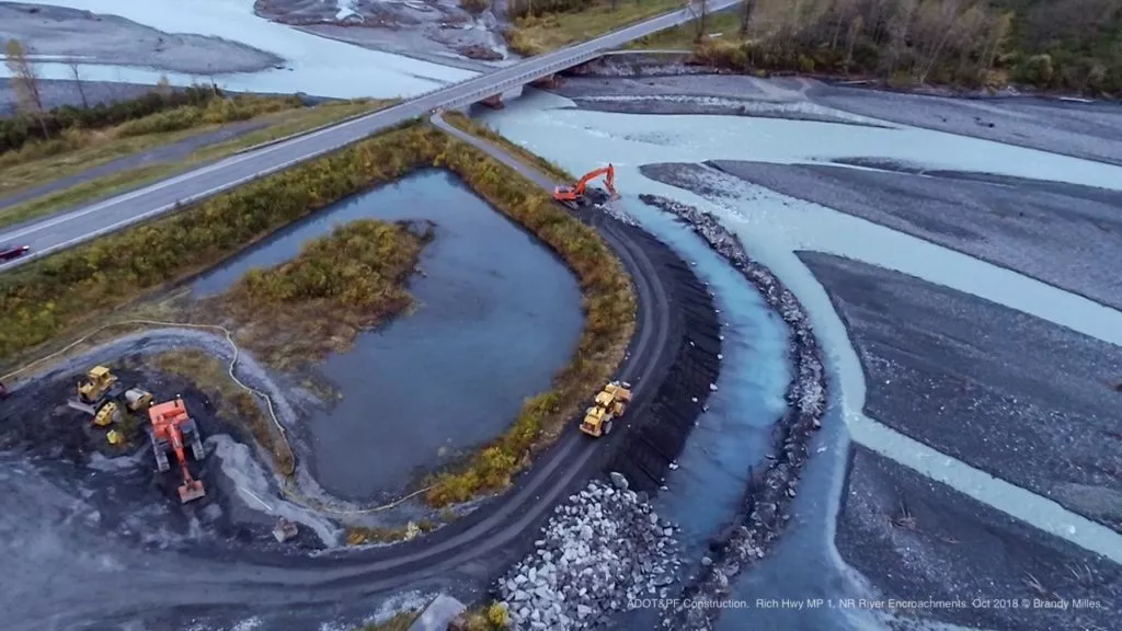 NR River Encroachments, armoring slope with RIPRAP at Glacier Stream