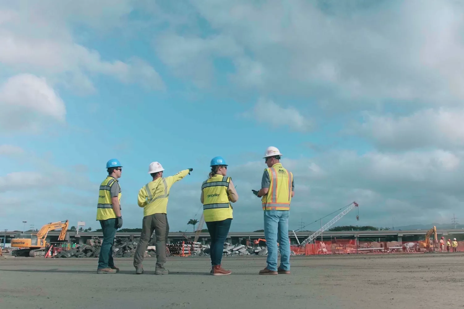 people on the earthwork site