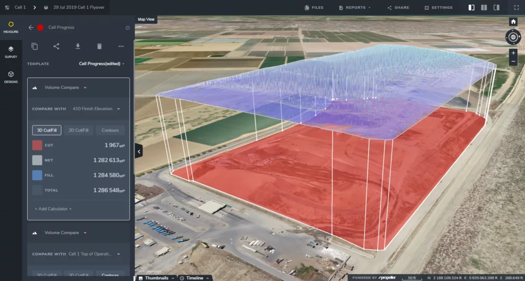 Airspace for landfill cell