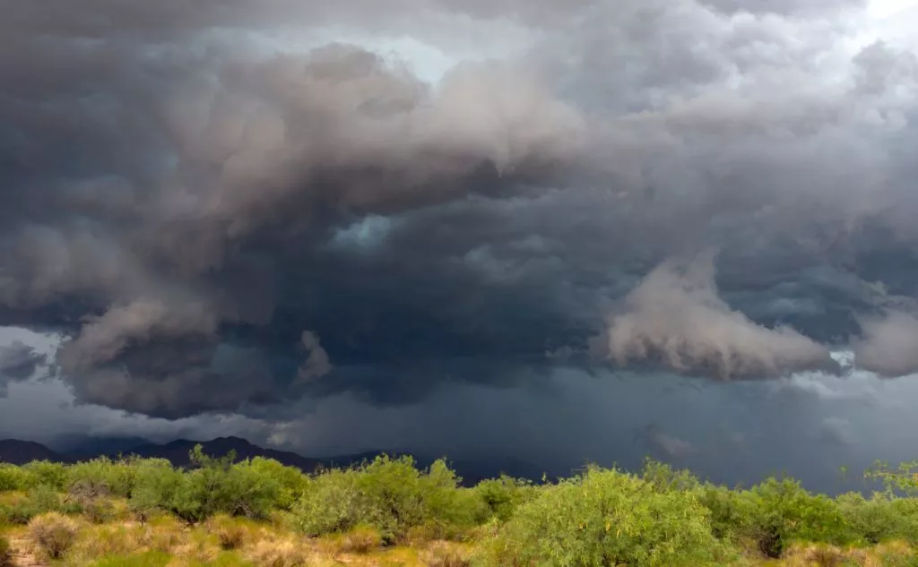 Thunderstorm and clouds