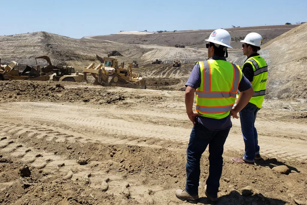 Workers on earthwork site