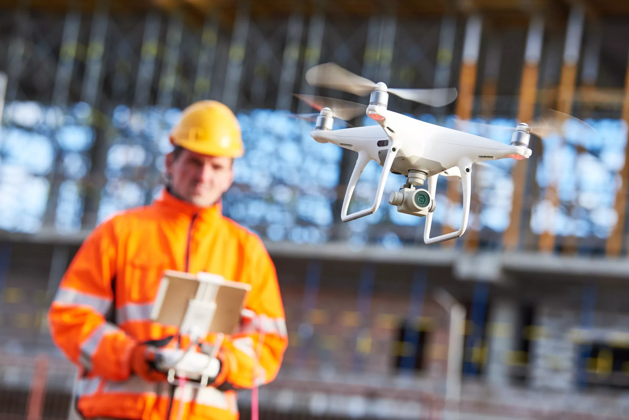 Flying a drone on a construction site