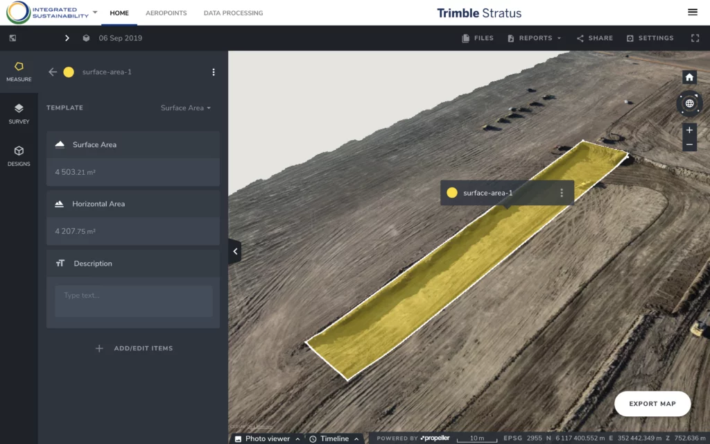 screenshot of trimble stratus