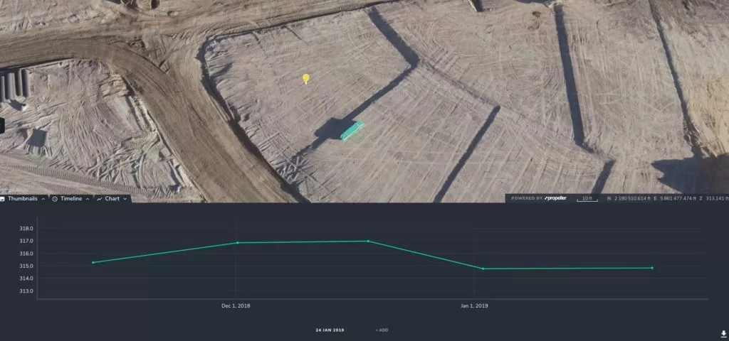 timeline of earthwork progress being used for construction conflict management 