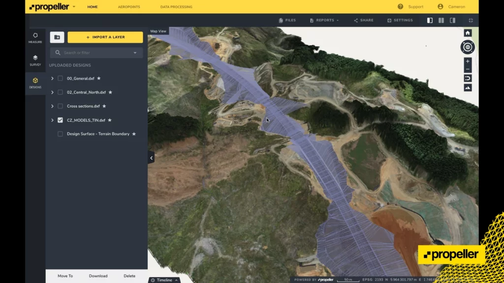 road project analysis in Propeller Platform with design files