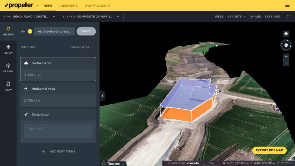 composite survey with measurements