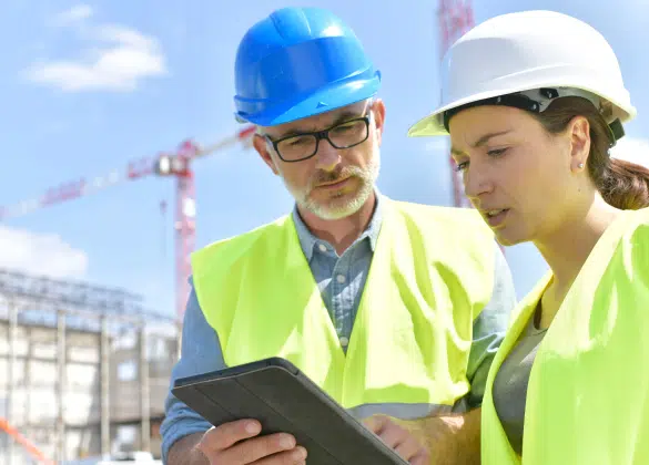 workers with tablet