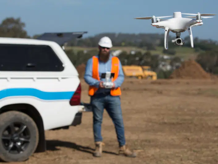 the drone captures the terrain