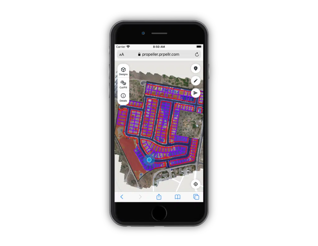 Propeller drone map on mobile