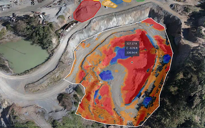 cut and fill map of a quarry 