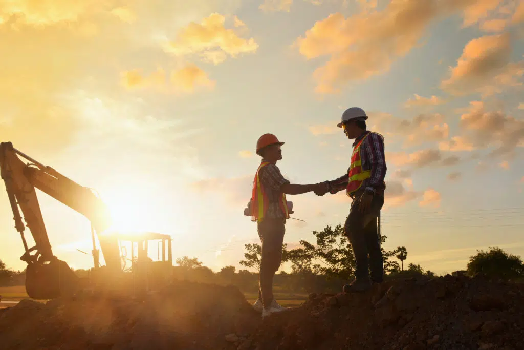 Construction workers on an earthworks site